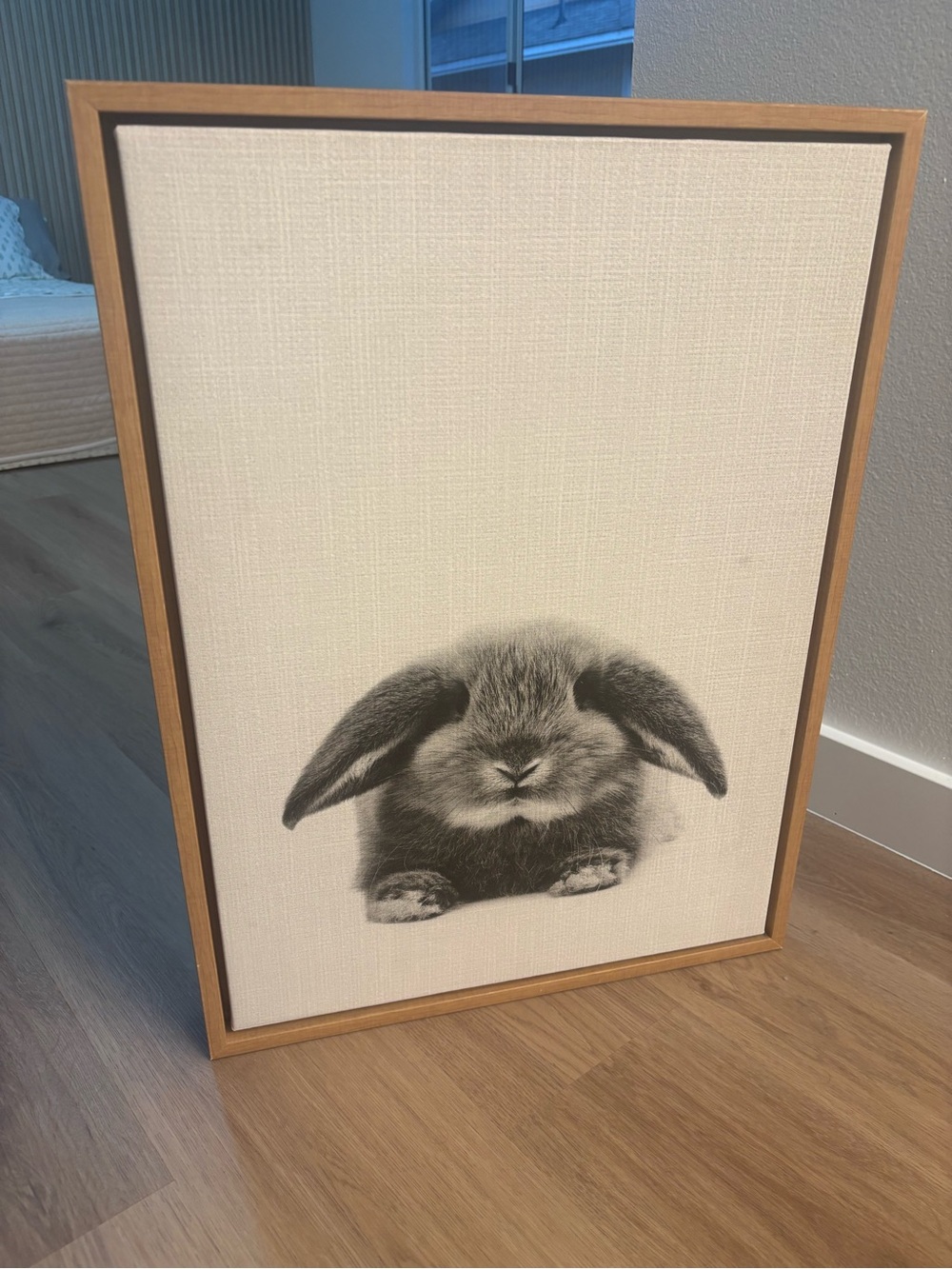 Framed Bunny Canvas Wall Art - Neutral Tones